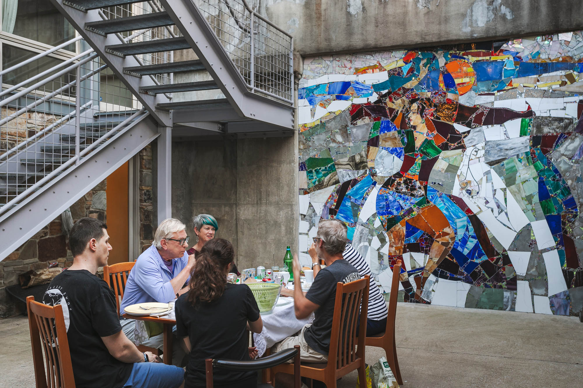 Mural by Daud Akhriev in the courtyard of his live work residence in Southside Chattanooga. 