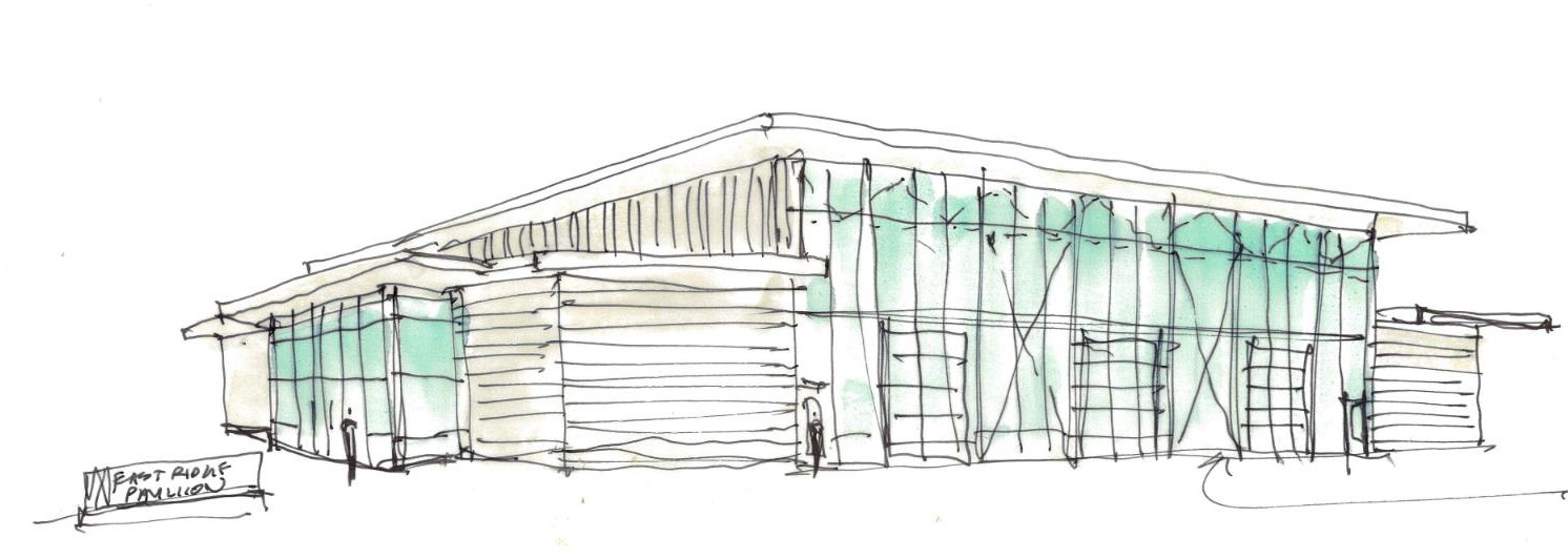 Preliminary sketch of the East Ridge Pavilion by Heidi Hefferlin. 